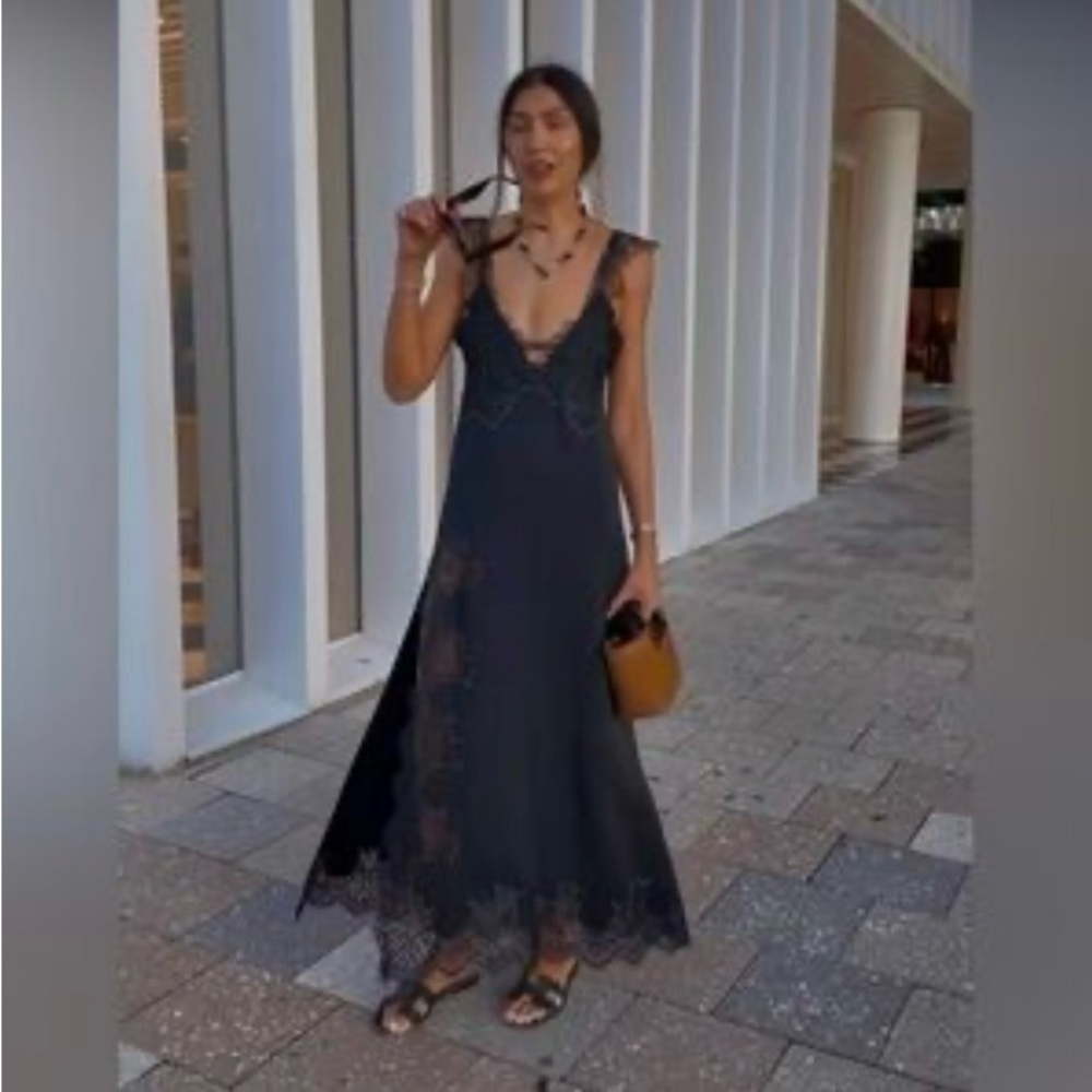 Zara Black Lace Maxi Dress